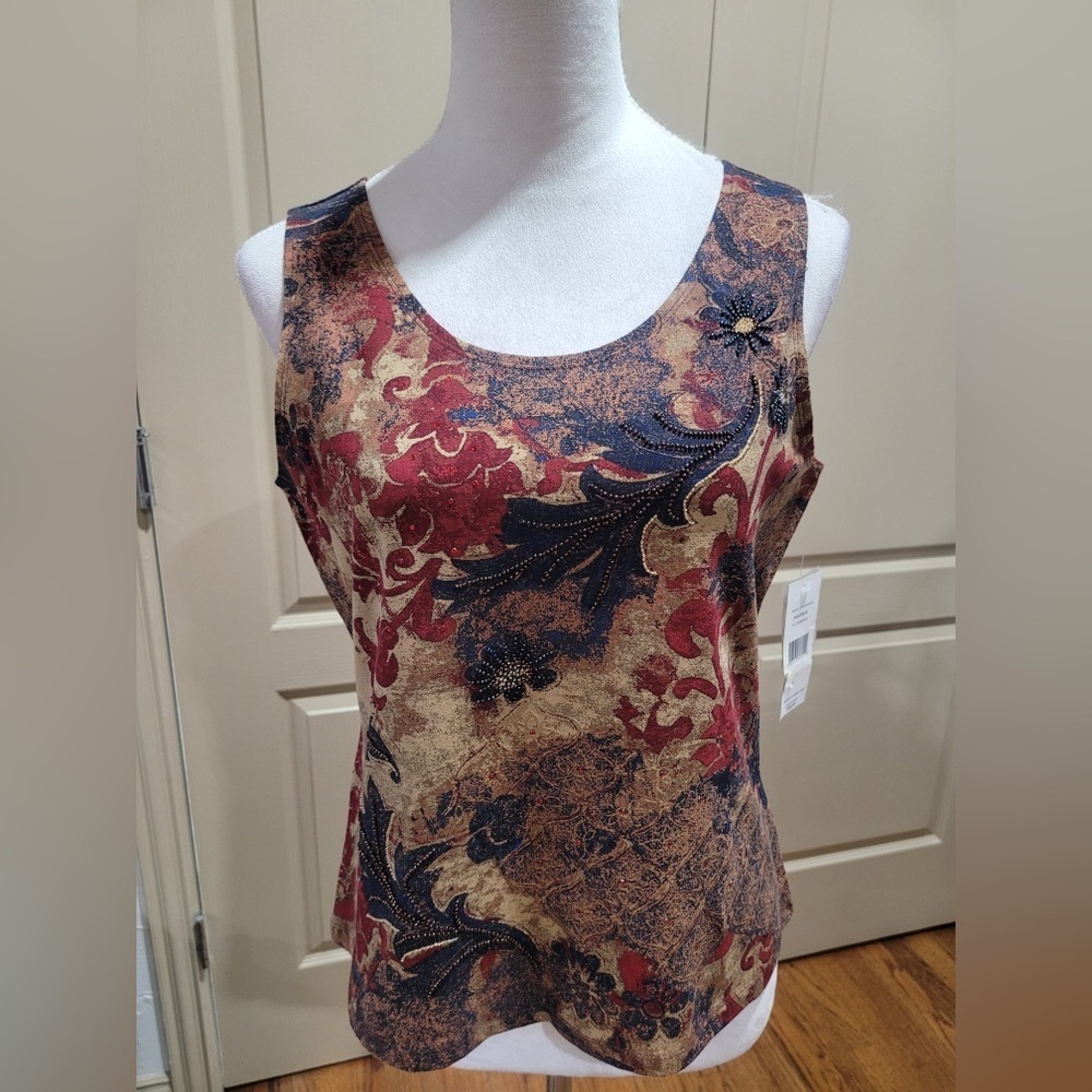NWT Vintage Nancy Bolen CIty Girl Beaded Tank Size small
